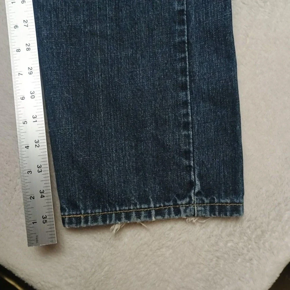 Levis 505 Jeans Mens 34x36 Blue Straight Medium Wash Denim 5-Pocket Distressed